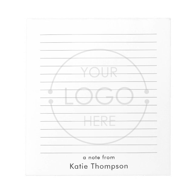 Lined Opaque Business Logo Custom Employee Name Notepad (Front)