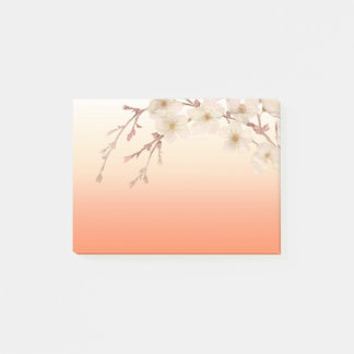 Lined Orange Shades Branch of White Blossoms Post-it Notes