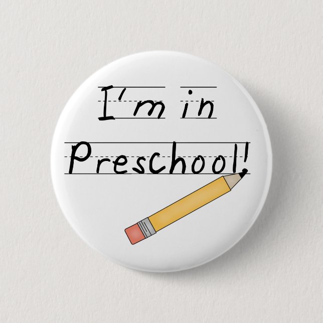 Lined Paper and Pencil Preschool 6 Cm Round Badge (Front)