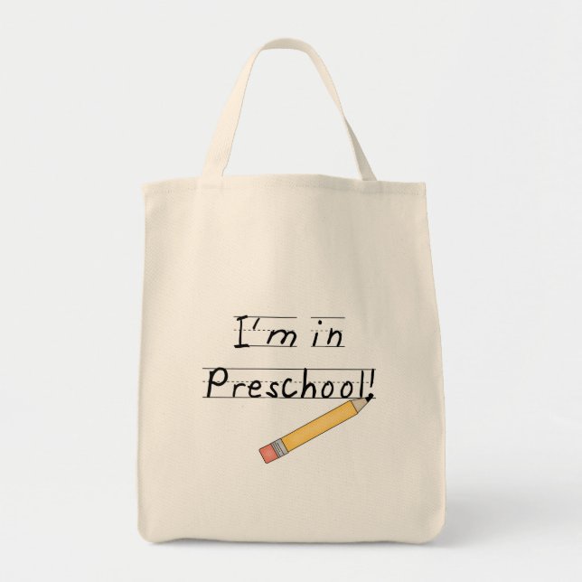 Lined Paper and Pencil Preschool Tote Bag (Front)