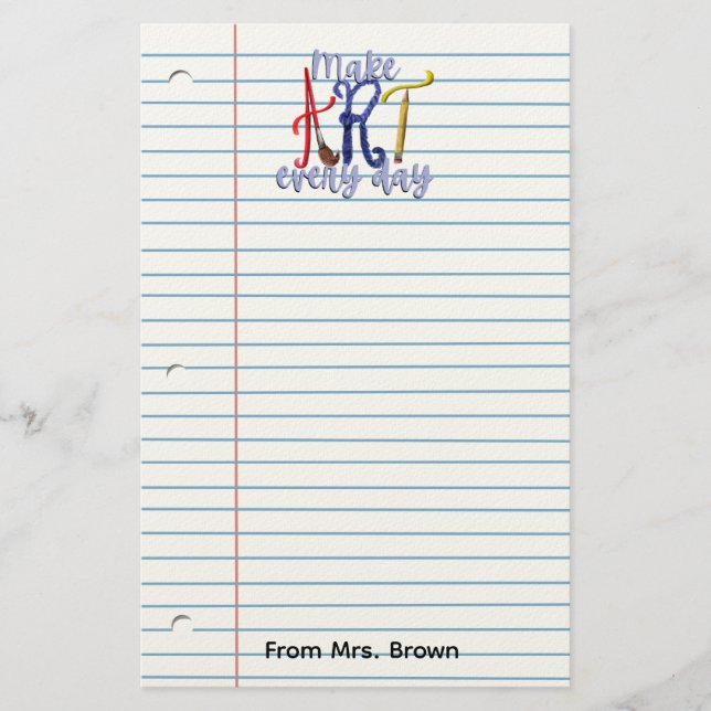 Lined paper Art teacher notepad (Front)