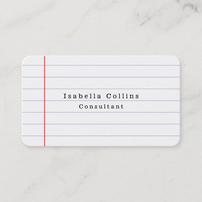 Lined Paper Plain Minimalist Creative Modern Business Card (Front)