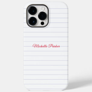 Lined Paper Professional Plain Minimalist Add Name Case-Mate iPhone 14 Pro Max Case