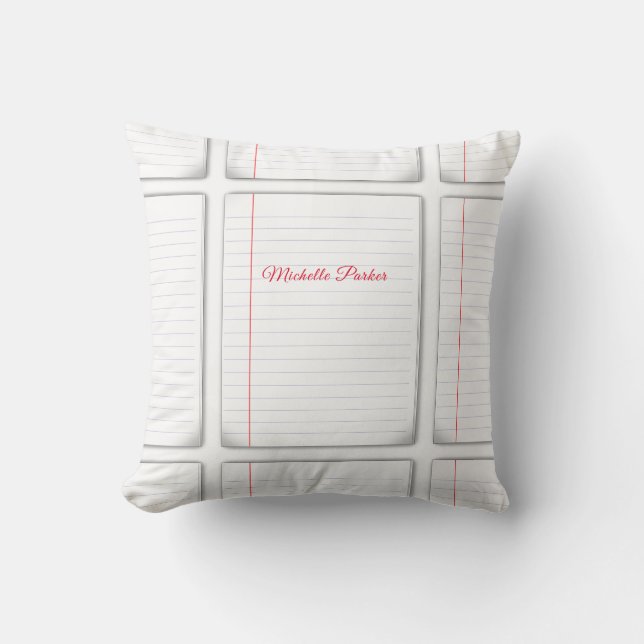 Lined Paper Professional Plain Minimalist Add Name Cushion (Front)