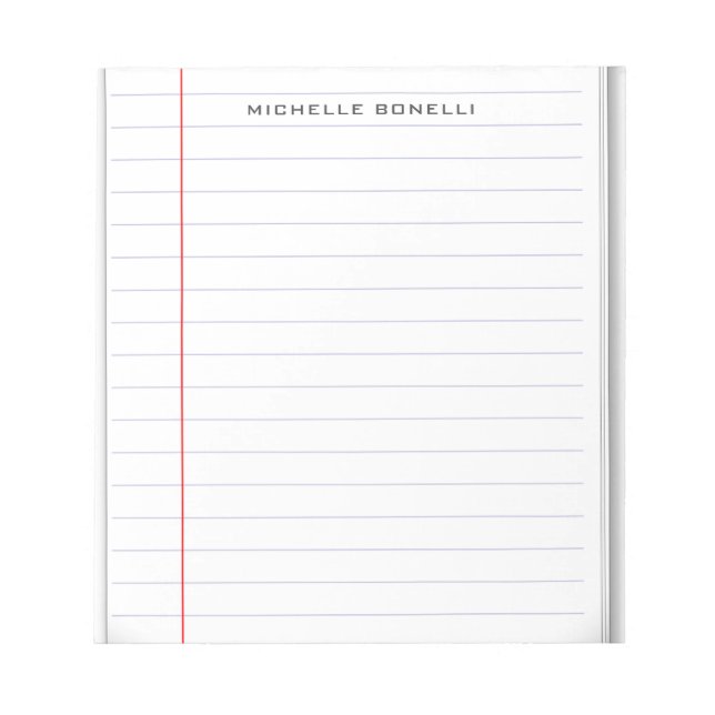 Lined Paper Professional Plain Simple Minimalist Notepad (Front)