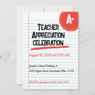 Lined Paper Teacher Appreciation Invitation