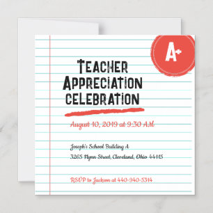 Lined Paper Teacher Appreciation Magnetic Card