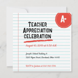 Lined Paper Teacher Appreciation Thank You Card