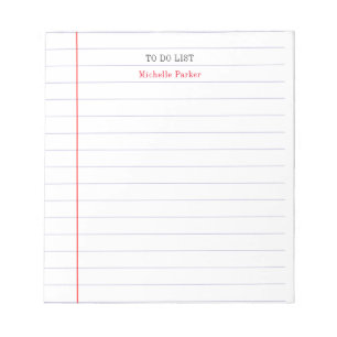 Lined Paper TO DO LIST Plain Minimalist Modern Notepad