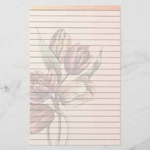 Lined Paper With Tulips