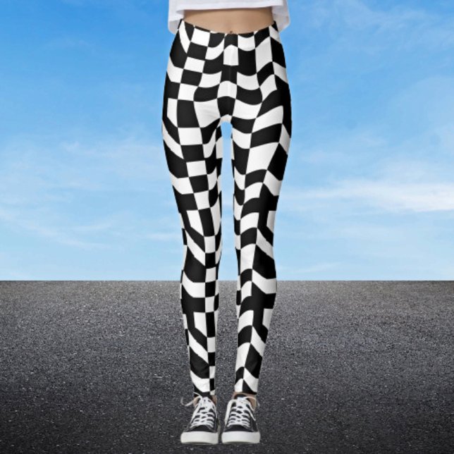 Lined Patterned Abstract Black and White Leggings (Creator Uploaded)