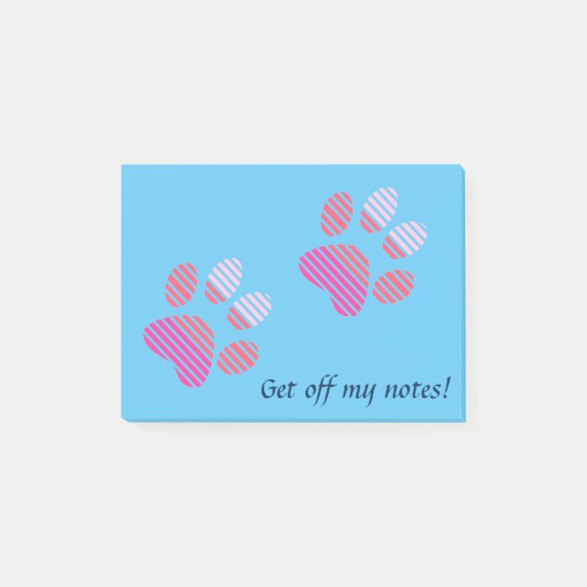 Lined Paw Prints Post-it Notes (Front)