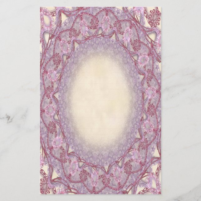Lined Pink Rose Lace p2 Stationery Pages (Front)