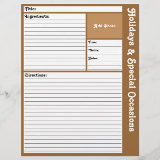 Lined Recipe Pages (Brown)