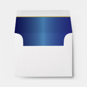 Lined Sapphire Blue with Gold Bar White Envelope