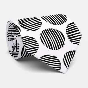 Lined Spots 190917 - Black on White Tie