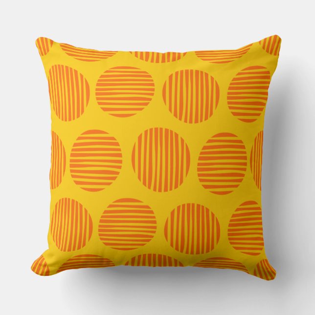 Lined Spots 190917 - Orange and Amber Cushion (Front)