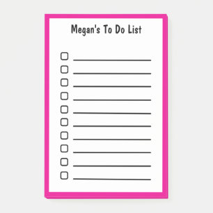 Lined To Do List Hot Pink Magenta Sticky Notes