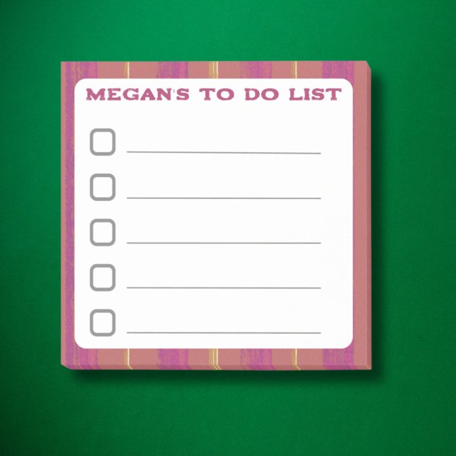 Lined To Do List with Red Pink Stripes Sticky Post-it Notes (Creator Uploaded)