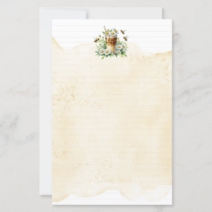 Lined Watercolor Bee Stationery