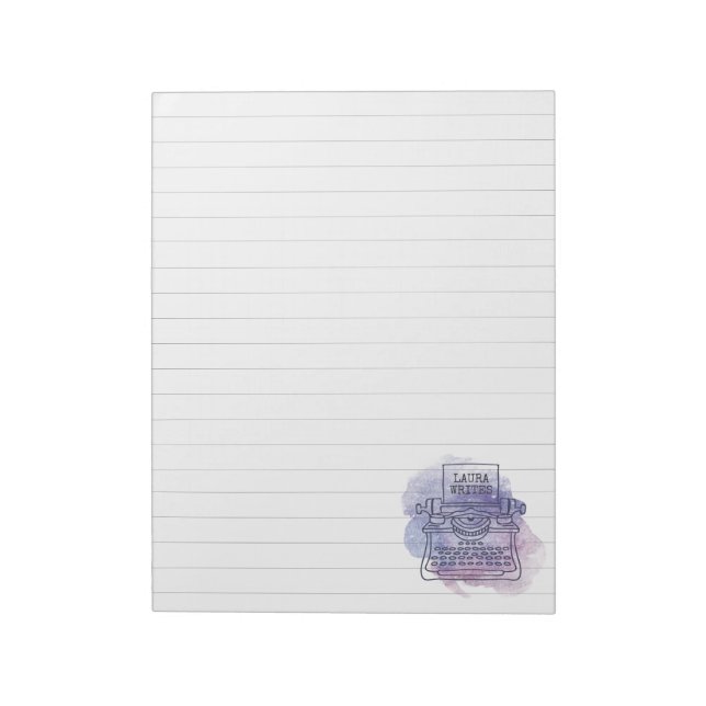 Lined Writing Pad Paper Watercolor Typewriter (Rotated)