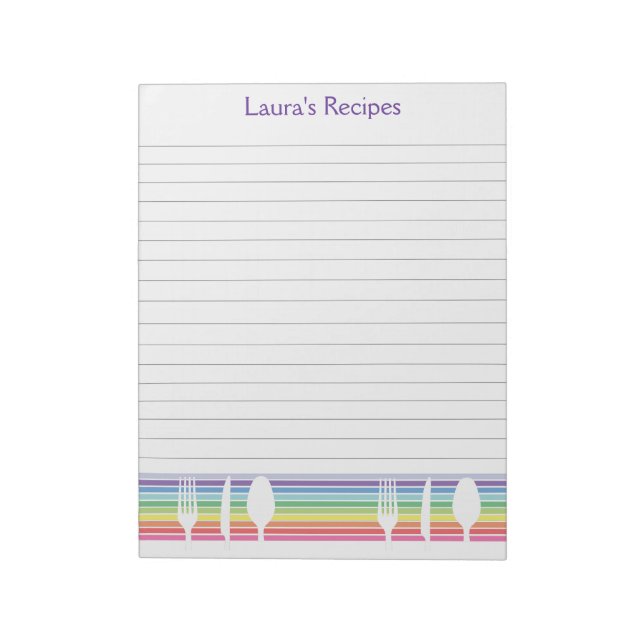 Lined Writing Recipe Pages Personalised Pad (Rotated)