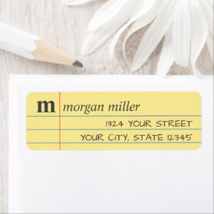Lined Yellow Hand-Writing Return Address Label
