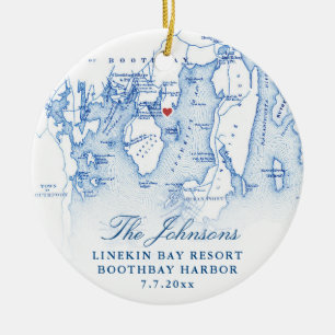 Linekin Bay Resort Map Newlywed First Christmas  Ceramic Ornament