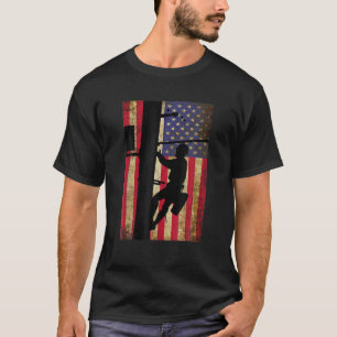 Lineman American Flag   Electric Cable Lineman Gif T-Shirt