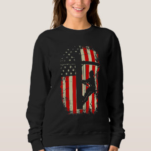 Lineman American Flag Electric Cable Lineman Sweatshirt