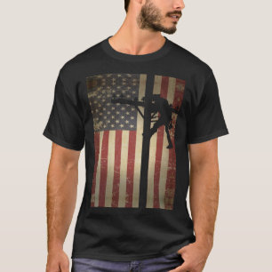 Lineman American Flag Electric Cable Lineman T-Shirt