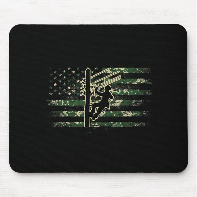 Lineman american flag electric cable lineman usaLi Mouse Pad (Front)