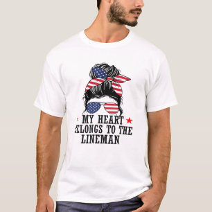 Lineman American USA Flag Sunglass Electric Cable T-Shirt