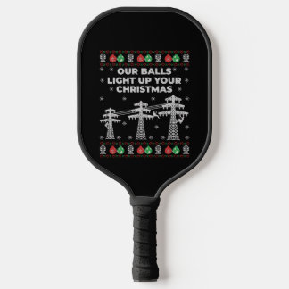 Lineman Christmas Our Balls Light Up Pickleball Paddle