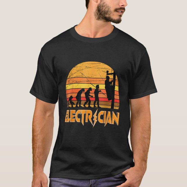 Lineman Evolution Funny Power Electrician Power La T-Shirt (Front)