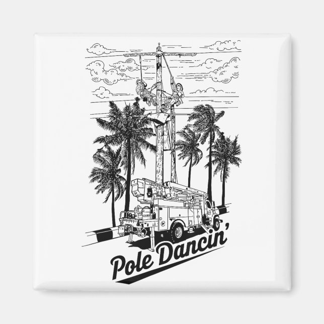 Lineman Le Dancin' Electrician Gift For Men Husban Magnet (Front)