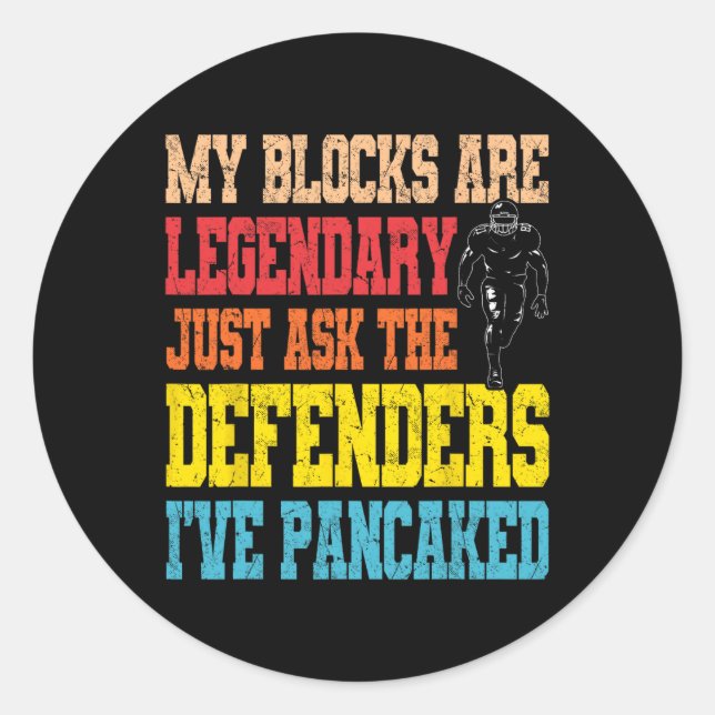 Lineman Legendary Pancake Blocks Funny Football Pl Classic Round Sticker (Front)