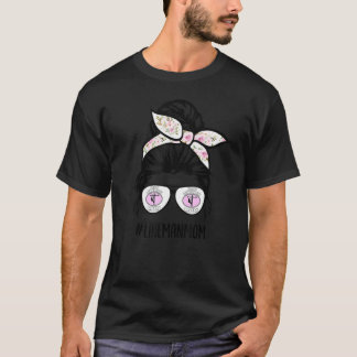 Lineman Mum Life Messy Bun Hair Glasses Cute Linem T-Shirt