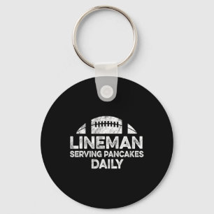 Lineman Serving Pancakes Daily Football Offensive Key Ring