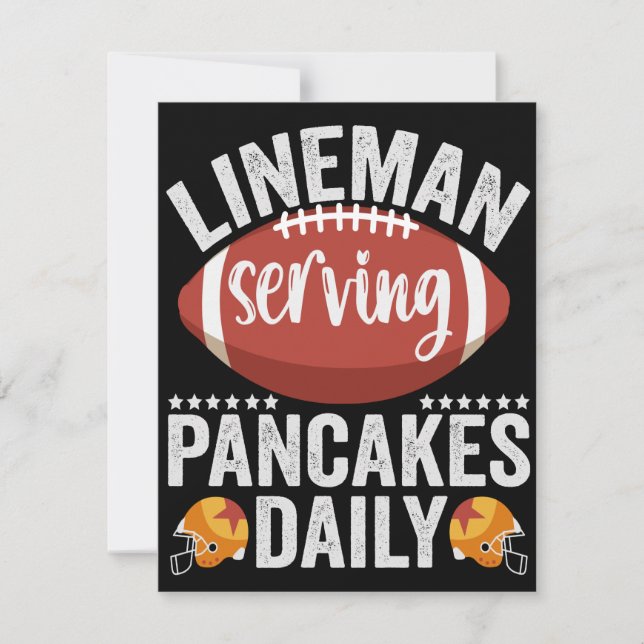 Lineman Serving Pancakes Daily Funny Football Gift Card (Front)