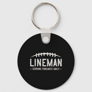 Lineman Serving Pancakes Daily Funny Vintage Footb Key Ring