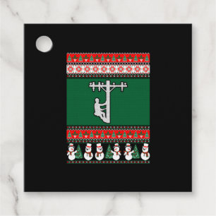 Lineman Ugly Christmas Sweater Favour Tags