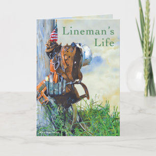 Lineman's Life Original Painting and Poem Card