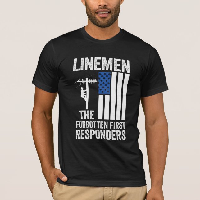Linemen the forgotten first responders Men's Tee (Front)