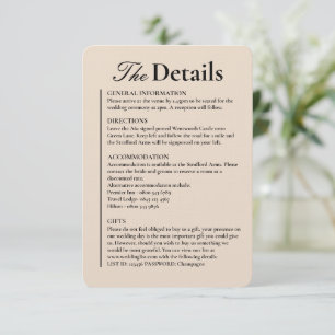 Linen Almond Wedding Details Enclosure Card