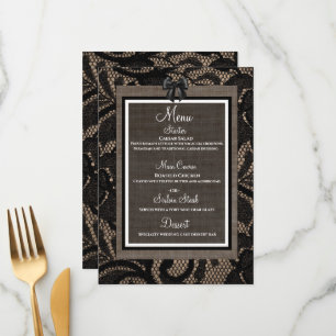 Linen and lace black, white burlap Lenin menu