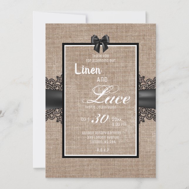 Linen and lace  invitation (Front)