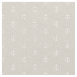 Linen Beige Anchor Print Fabric