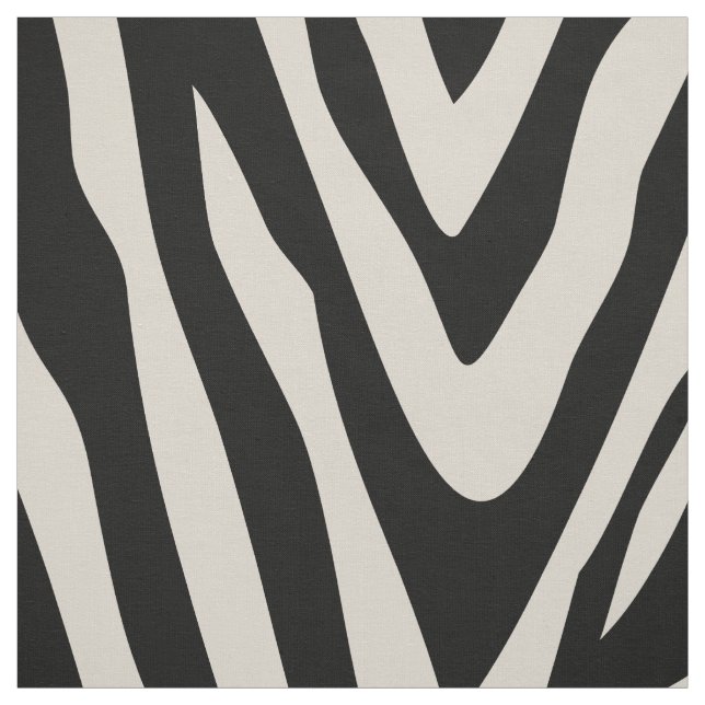 Linen Beige and Black Zebra Print Large Scale Fabric (Swatch)