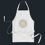 Linen Beige Dotted Circle Monogram Standard Apron<br><div class="desc">Chic Classic Preppy Personalised Monogram in a Circle Frame with Cute Polka Dotted Border</div>